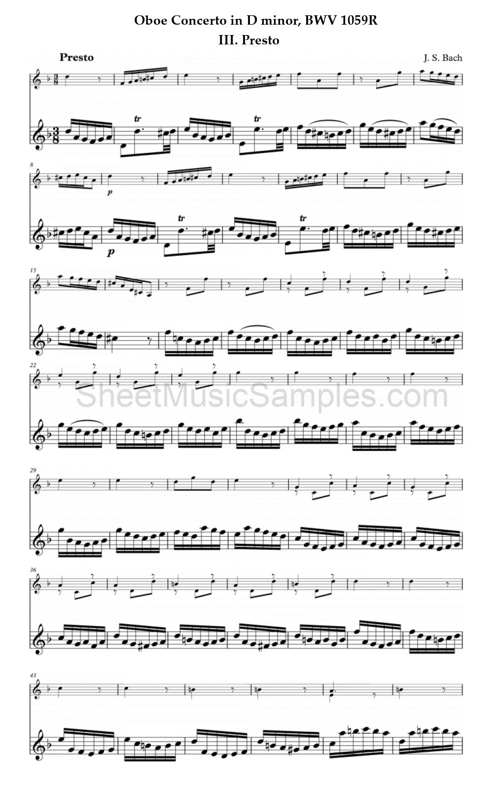 Oboe Concerto in D minor, BWV 1059R - III. Presto