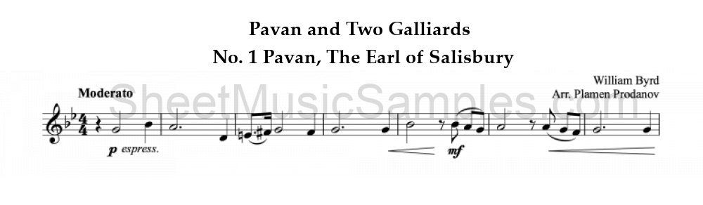 Pavan and Two Galliards - No. 1 Pavan, The Earl of Salisbury