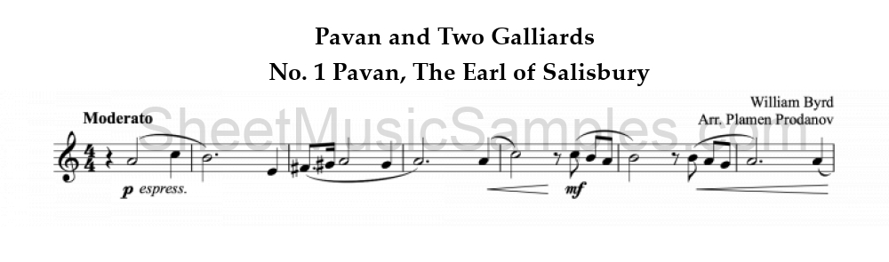 Pavan and Two Galliards - No. 1 Pavan, The Earl of Salisbury