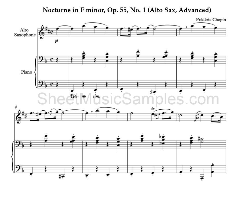 Nocturne in F minor, Op. 55, No. 1 (Alto Sax, Advanced)