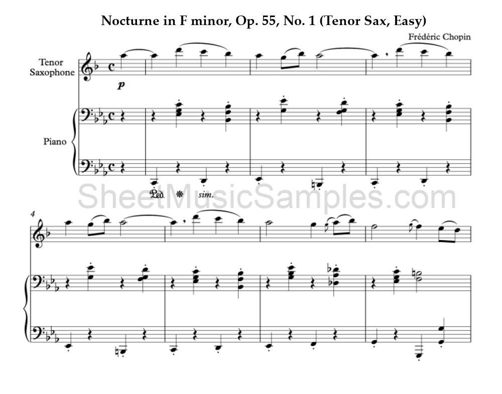 Nocturne in F minor, Op. 55, No. 1 (Tenor Sax, Easy)