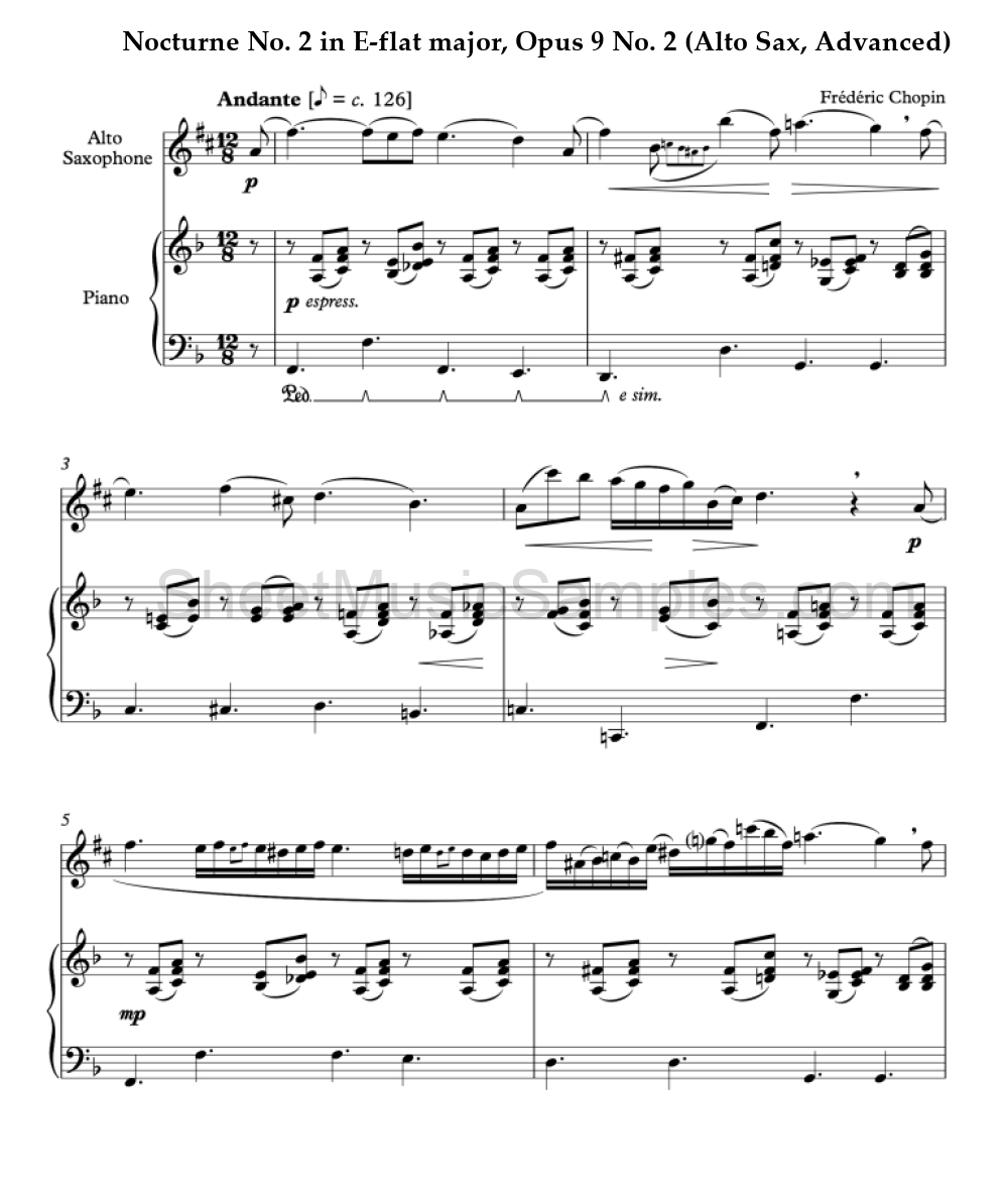 Nocturne No. 2 in E-flat major, Opus 9 No. 2 (Alto Sax, Advanced)