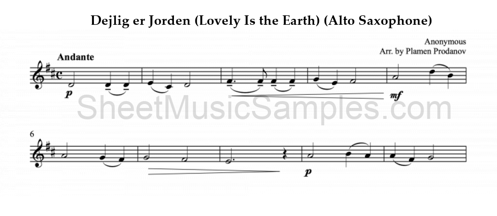 Dejlig er Jorden (Lovely Is the Earth) (Alto Saxophone)