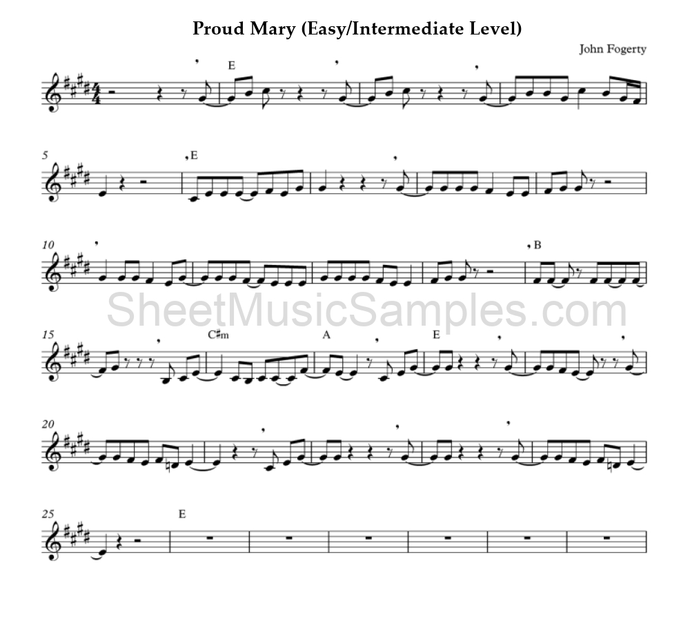 Proud Mary (Easy/Intermediate Level)