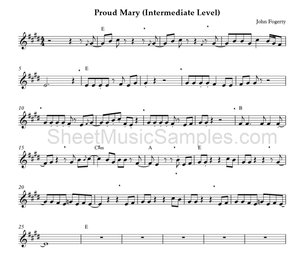 Proud Mary (Intermediate Level)