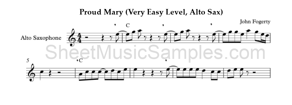 Proud Mary (Very Easy Level, Alto Sax)