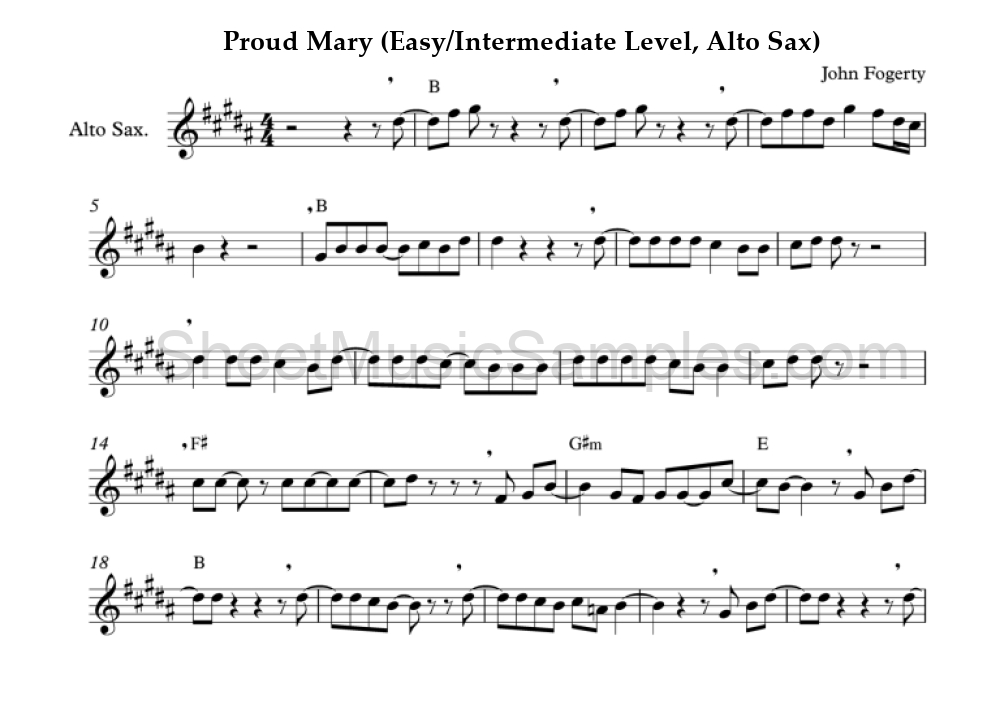 Proud Mary (Easy/Intermediate Level, Alto Sax)