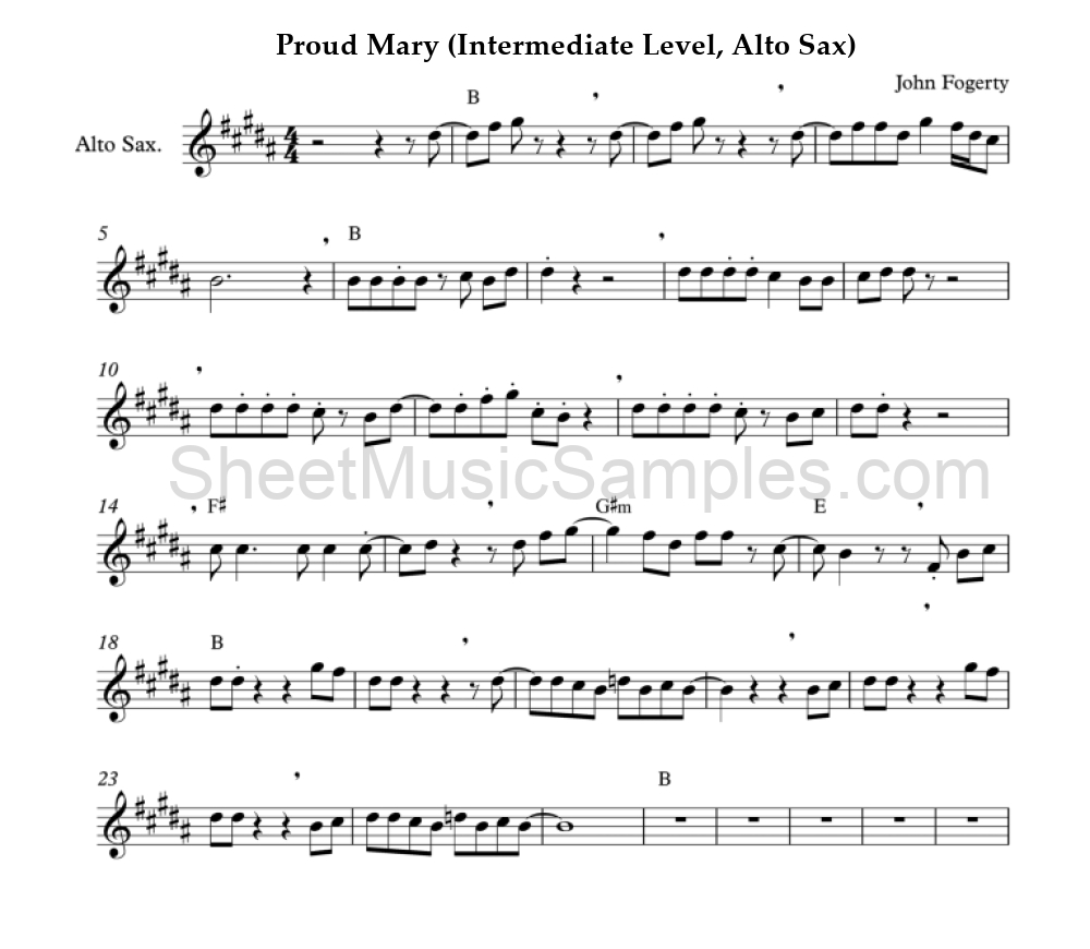 Proud Mary (Intermediate Level, Alto Sax)