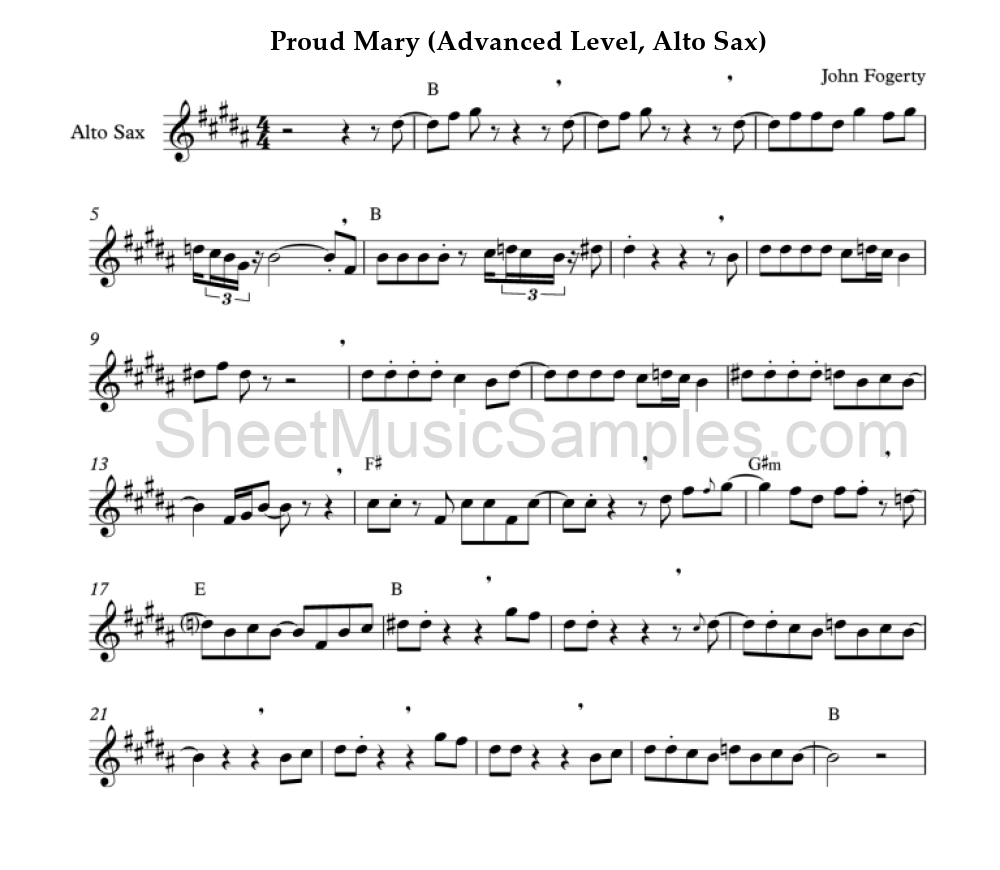 Proud Mary (Advanced Level, Alto Sax)