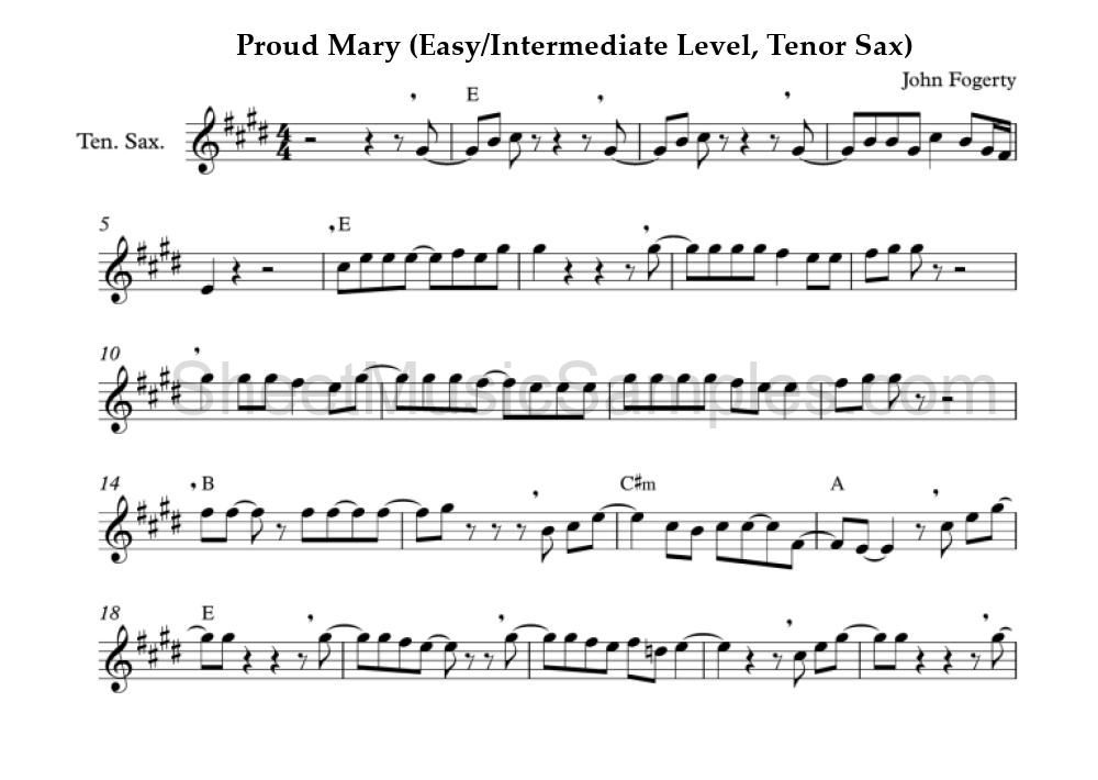 Proud Mary (Easy/Intermediate Level, Tenor Sax)