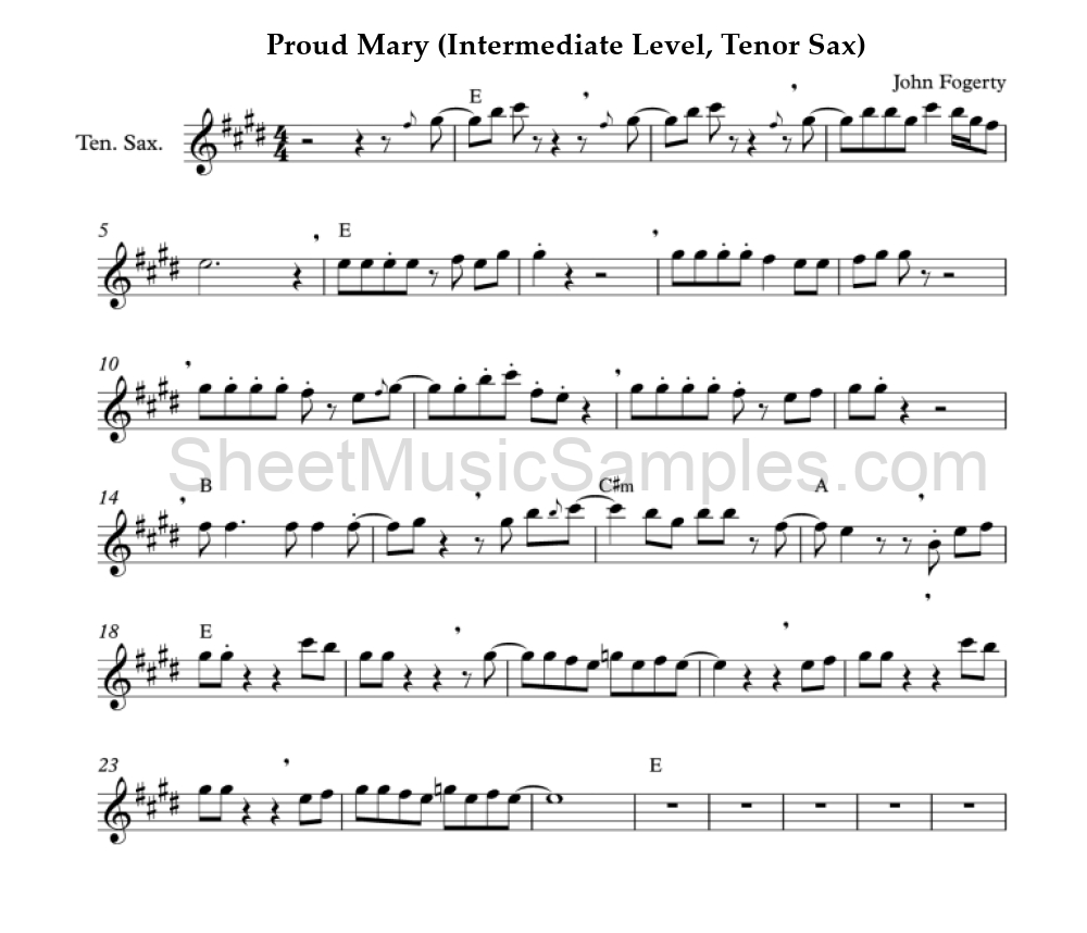 Proud Mary (Intermediate Level, Tenor Sax)