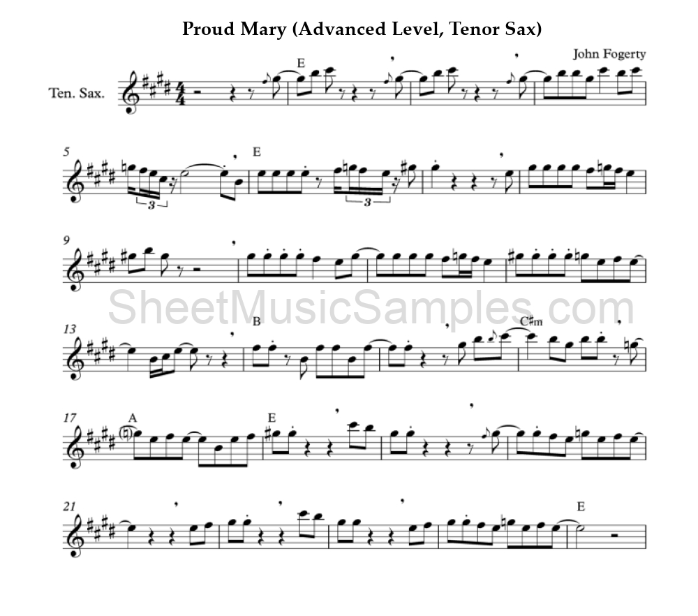 Proud Mary (Advanced Level, Tenor Sax)