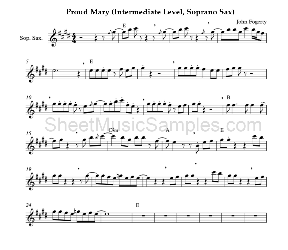 Proud Mary (Intermediate Level, Soprano Sax)