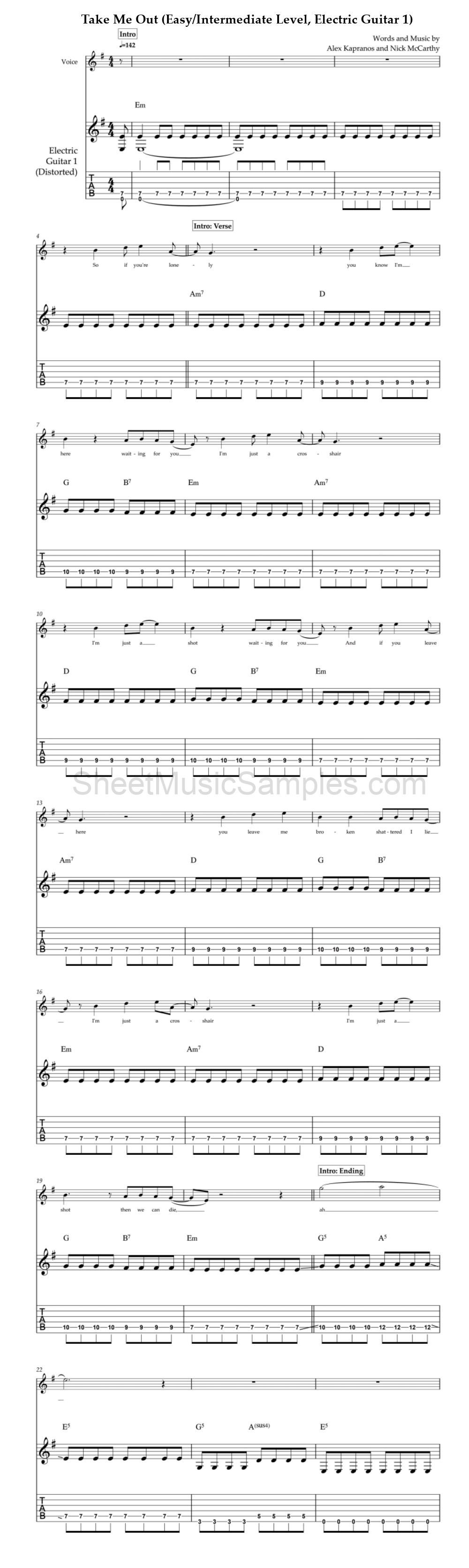 Take Me Out (Easy/Intermediate Level, Electric Guitar 1)