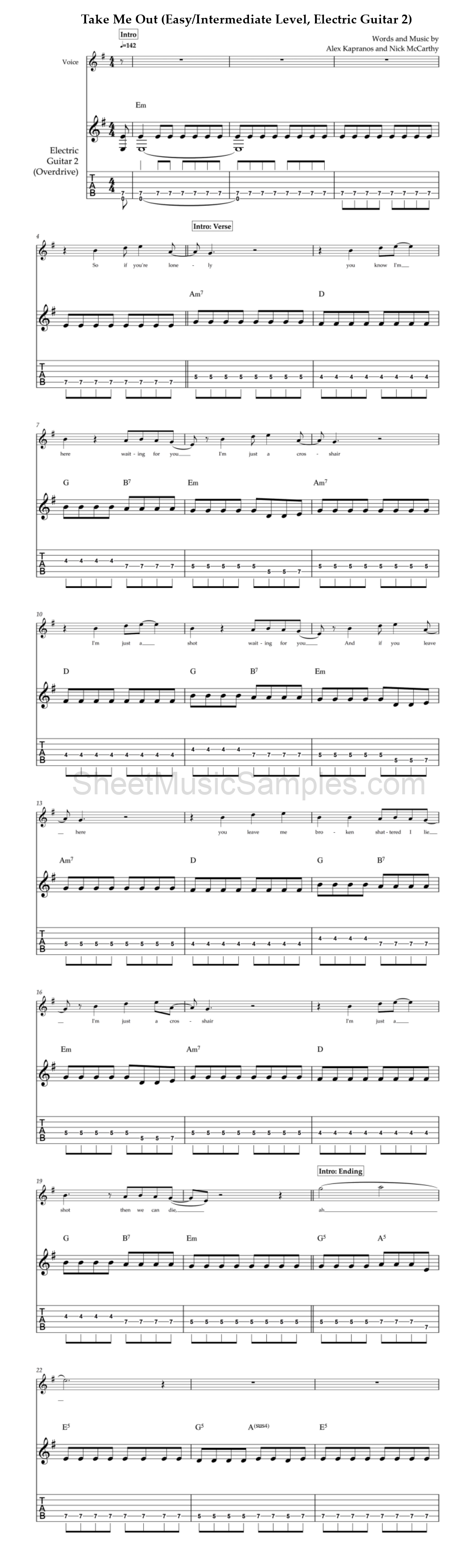 Take Me Out (Easy/Intermediate Level, Electric Guitar 2)