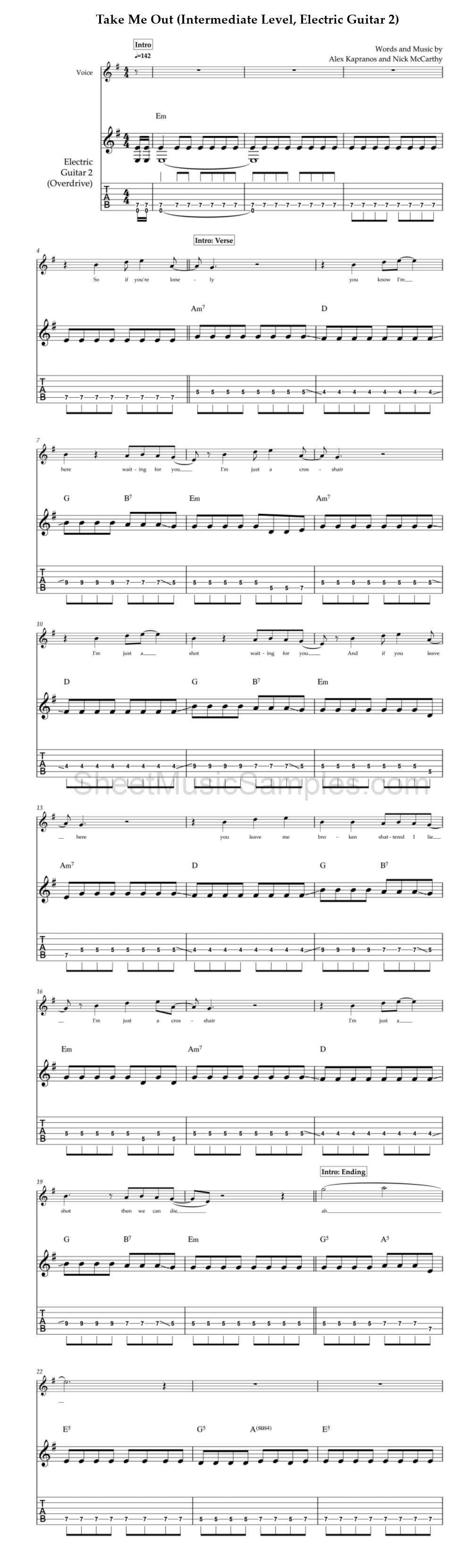 Take Me Out (Intermediate Level, Electric Guitar 2)