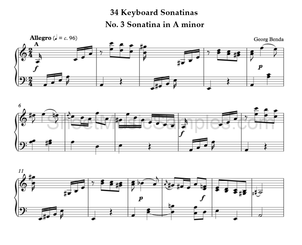 34 Keyboard Sonatinas - No. 3 Sonatina in A minor