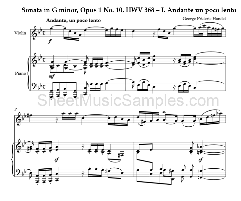 Sonata in G minor, Opus 1 No. 10, HWV 368 – I. Andante un poco lento