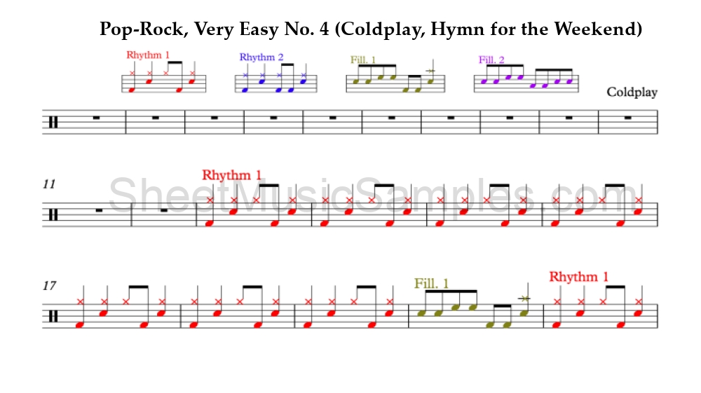 Pop-Rock, Very Easy No. 4 (Coldplay, Hymn for the Weekend)