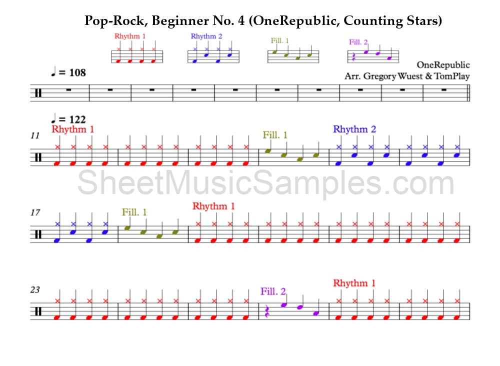 Pop-Rock, Beginner No. 4 (OneRepublic, Counting Stars)