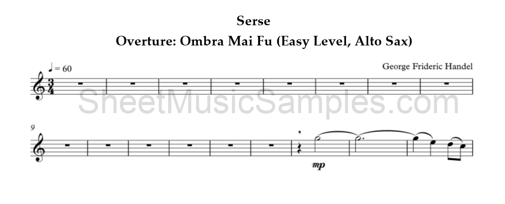 Serse - Overture: Ombra Mai Fu (Easy Level, Alto Sax)