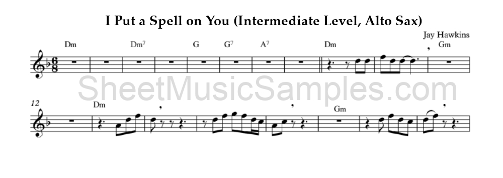 I Put a Spell on You (Intermediate Level, Alto Sax)