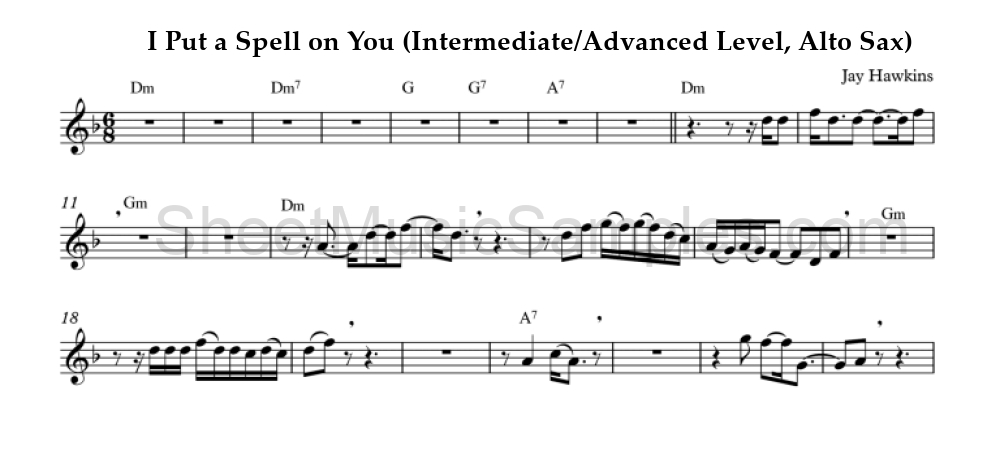 I Put a Spell on You (Intermediate/Advanced Level, Alto Sax)