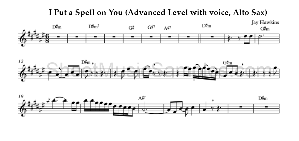 I Put a Spell on You (Advanced Level with voice, Alto Sax)