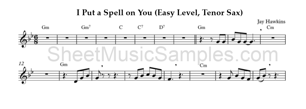 I Put a Spell on You (Easy Level, Tenor Sax)