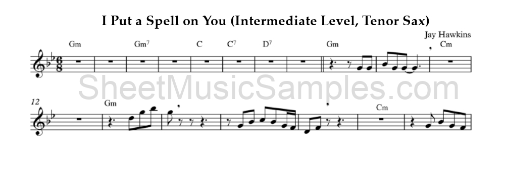 I Put a Spell on You (Intermediate Level, Tenor Sax)