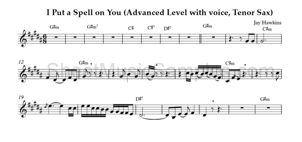 I Put a Spell on You (Advanced Level with voice, Tenor Sax)