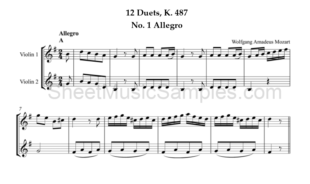 12 Duets, K. 487 - No. 1 Allegro