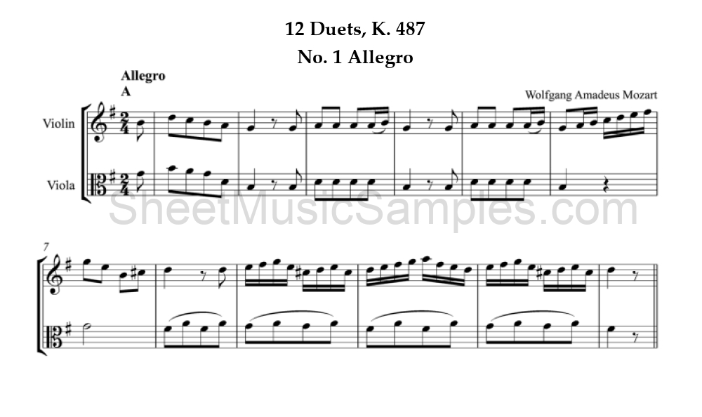 12 Duets, K. 487 - No. 1 Allegro