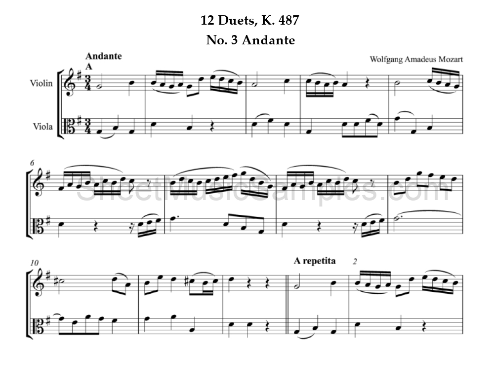 12 Duets, K. 487 - No. 3 Andante