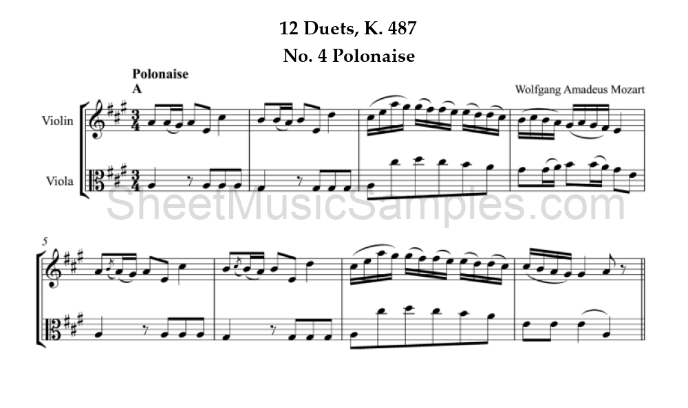 12 Duets, K. 487 - No. 4 Polonaise