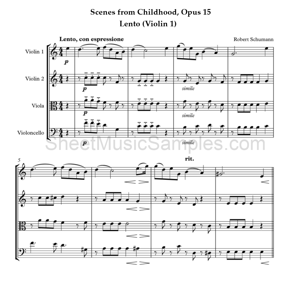 Scenes from Childhood, Opus 15 - Lento (Violin 1)