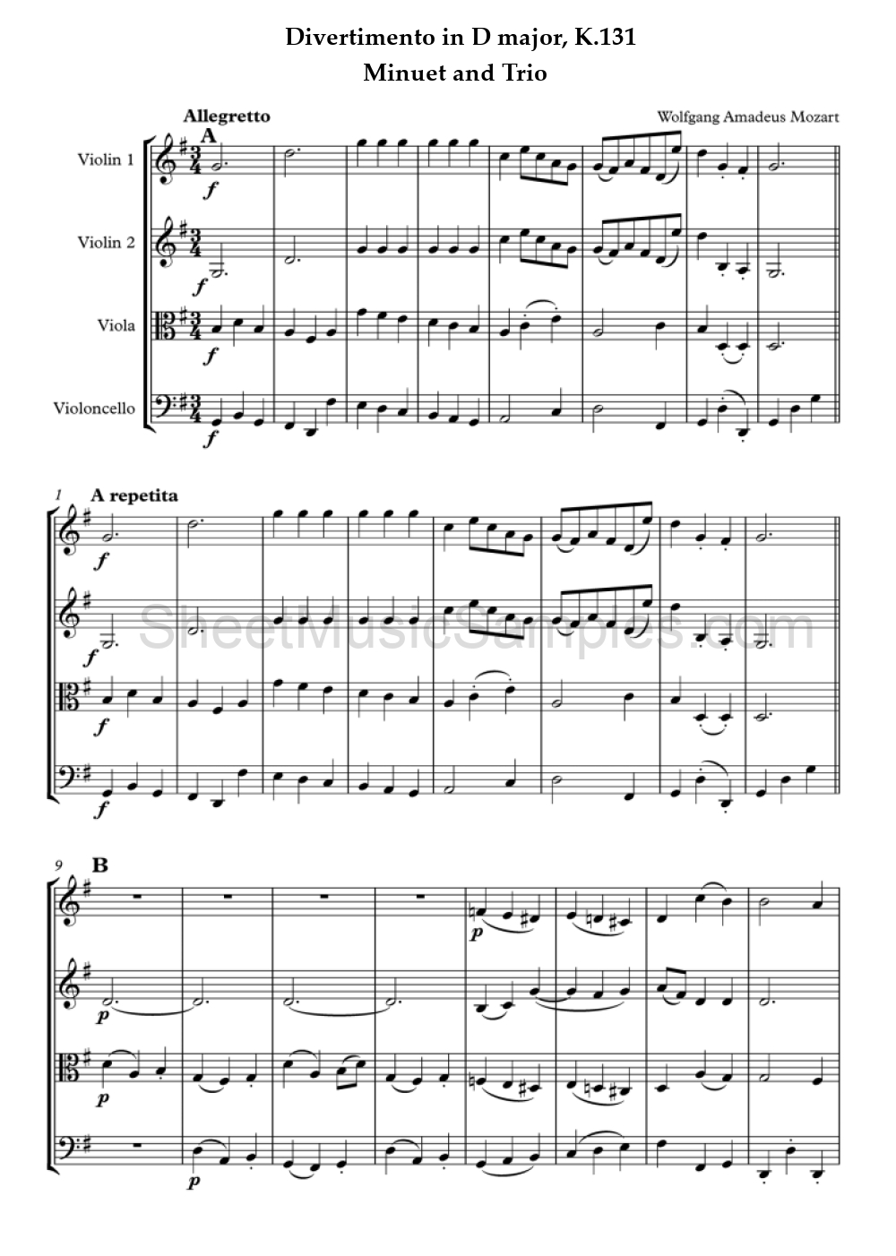 Divertimento in D major, K.131 - Minuet and Trio