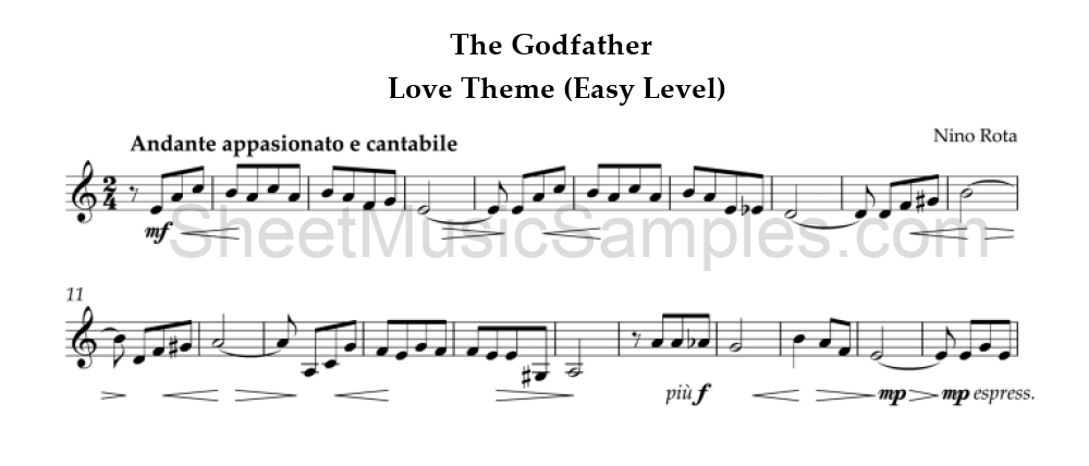 The Godfather - Love Theme (Easy Level)