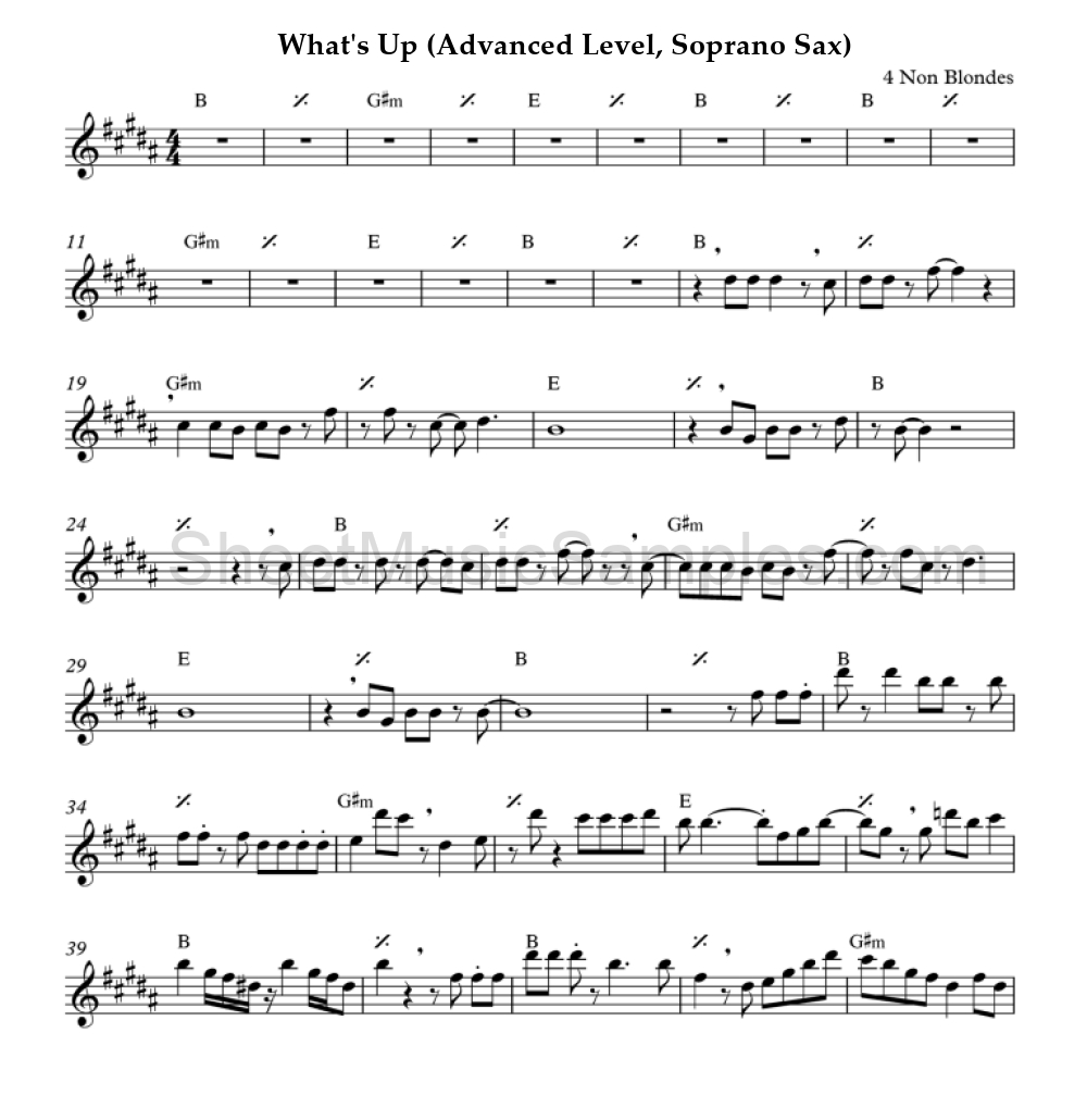 What's Up (Advanced Level, Soprano Sax)