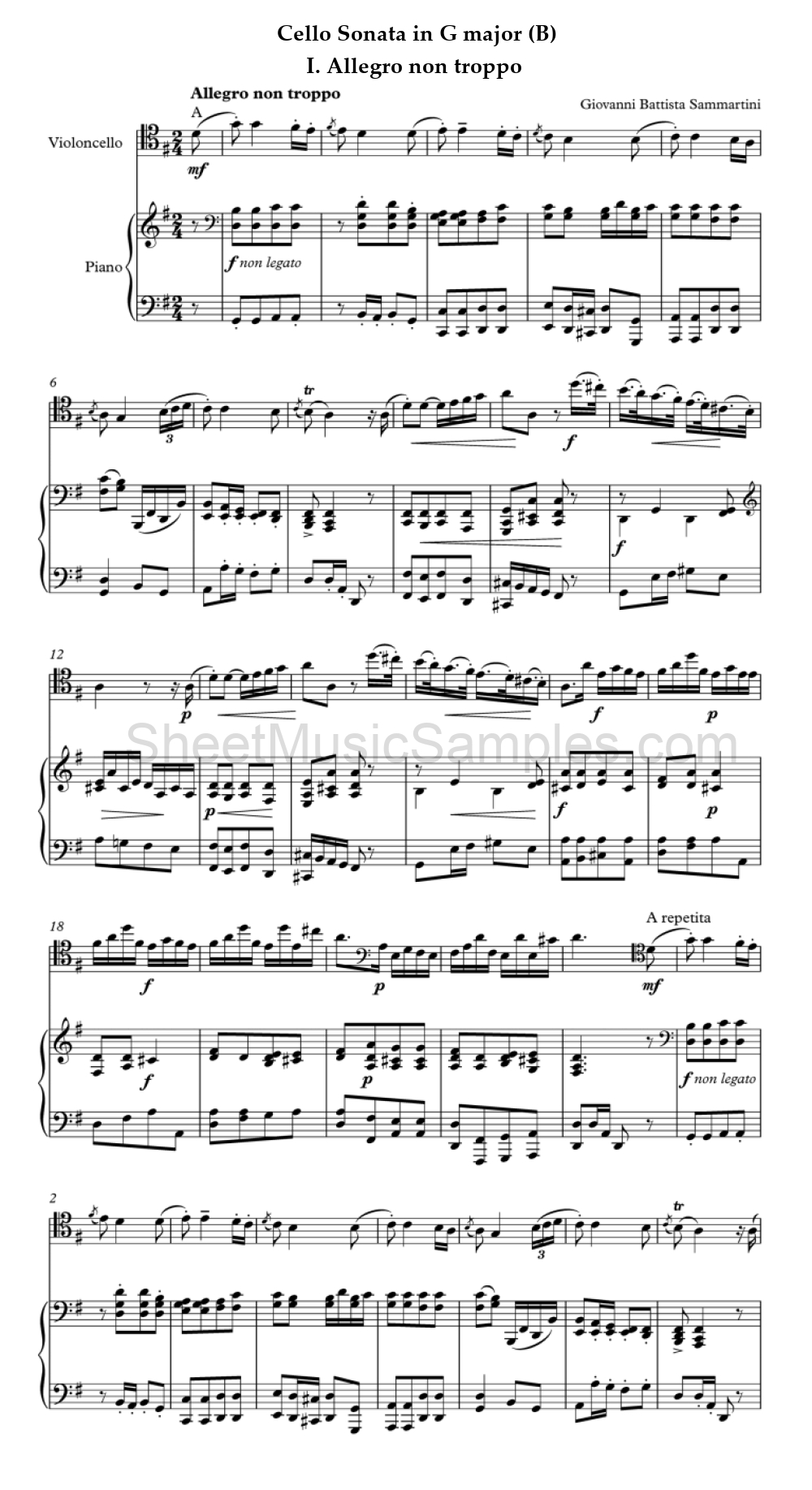 Cello Sonata in G major (B) - I. Allegro non troppo