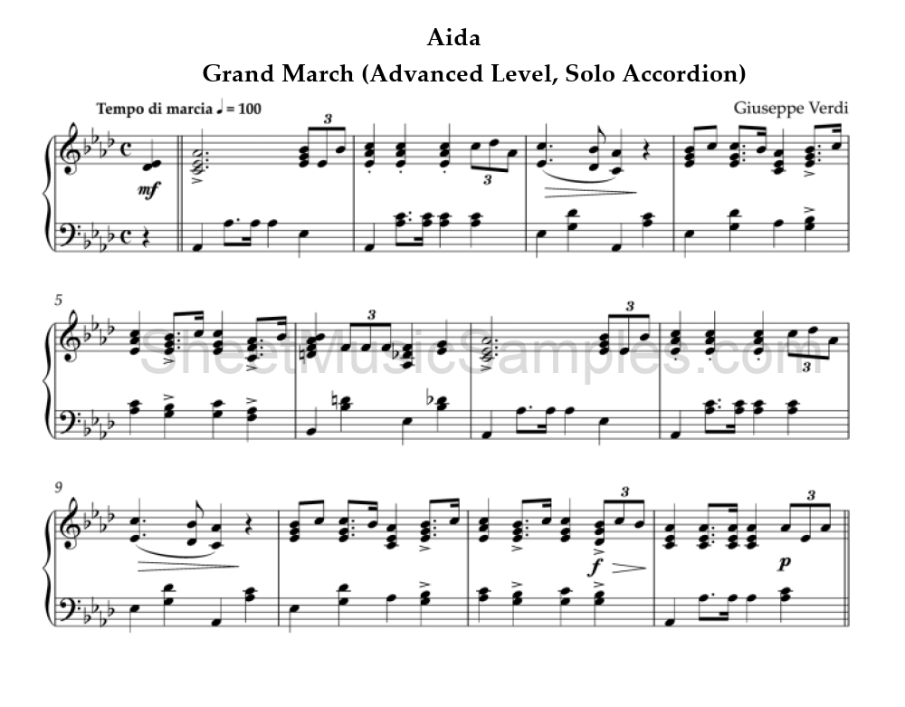 Aida - Grand March (Advanced Level, Solo Accordion)