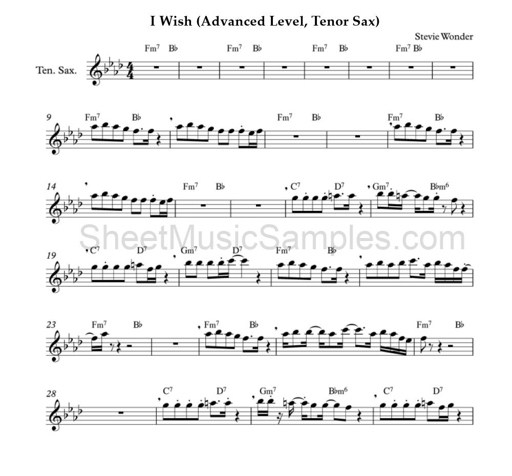 I Wish (Advanced Level, Tenor Sax)