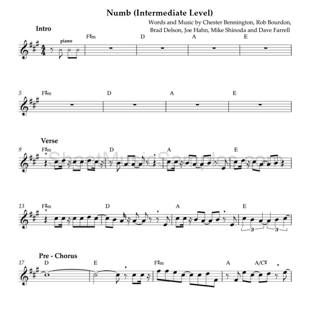 Numb (Intermediate Level)