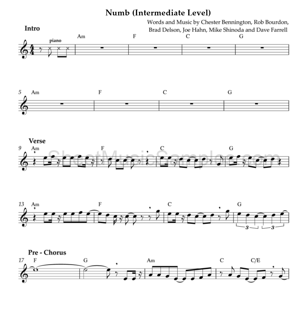 Numb (Intermediate Level)