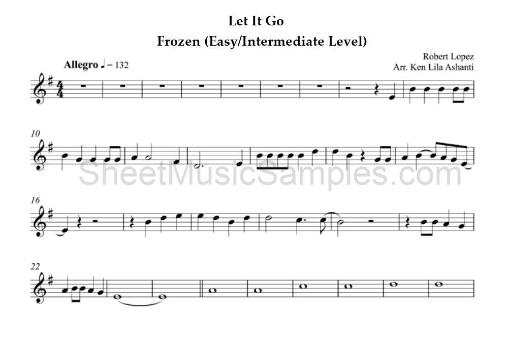 Let It Go - Frozen (Easy/Intermediate Level)