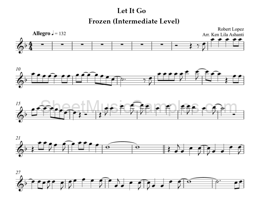 Let It Go - Frozen (Intermediate Level)