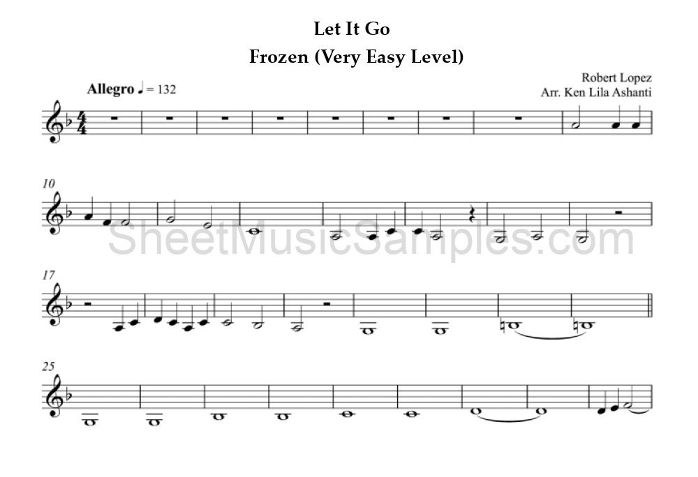 Let It Go - Frozen (Very Easy Level)