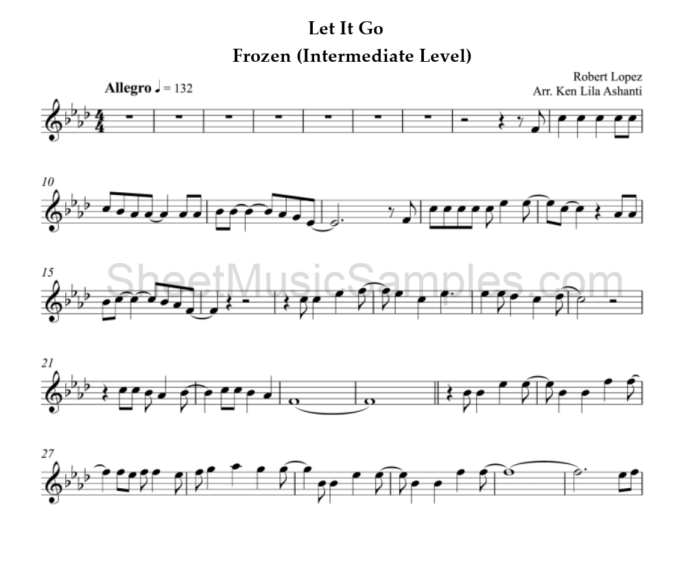 Let It Go - Frozen (Intermediate Level)