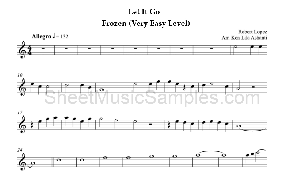 Let It Go - Frozen (Very Easy Level)