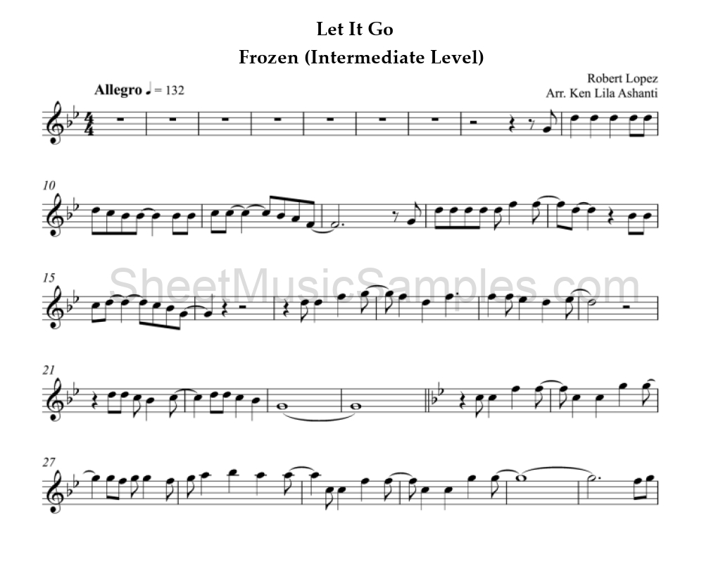 Let It Go - Frozen (Intermediate Level)